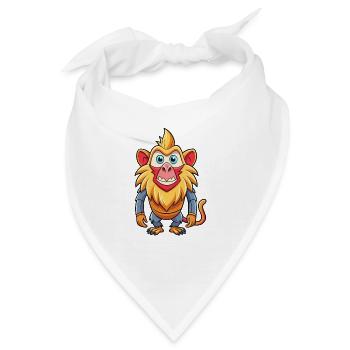 Mandrill Niedliche Zeichentrickfigur Kawaii Clipart - Bandana - Weiß - Vorne