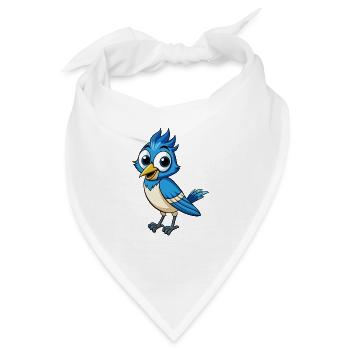 Jay Bird Niedliche Zeichentrickfigur Kawaii Clipart - Bandana - Weiß - Vorne