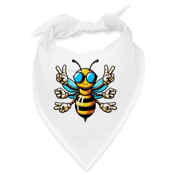 Biene mit Sonnenbrille - Bandana - Weiß - Vorne