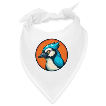 Jay Bird Niedliches Kawaii Cartoon Tier Haustier Logo - Bandana - Weiß - Vorne