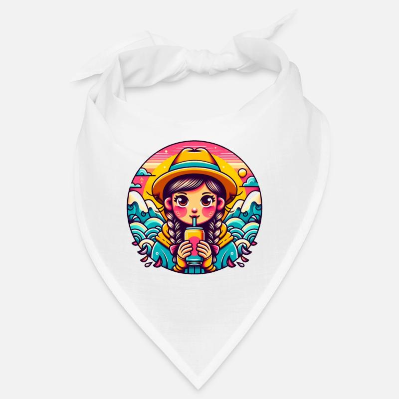 Retro Girl Drinking Pop Illustration Bandana