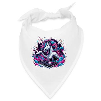 Einhorn DJ Musik auflegen Geschenk - Bandana - Weiß - Vorne