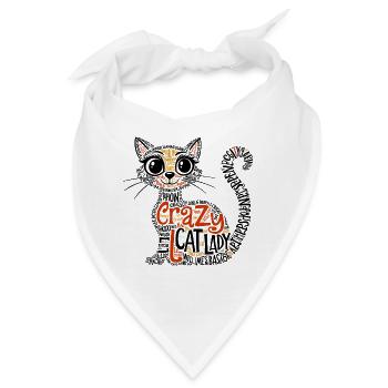 Crazy Cat Lady, Typografie, Kunst des Textes - Bandana - Weiß - Vorne