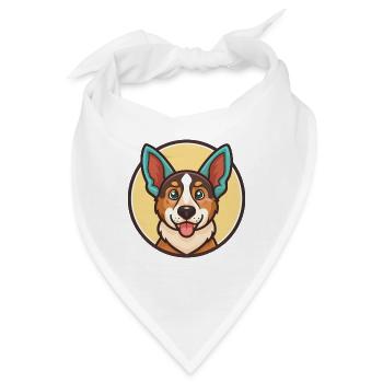 Russischer Harlekin Hund Hunderasse Karikatur Kawaii - Bandana - Weiß - Vorne
