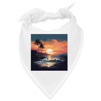 Tropischer Sonnenuntergang am Strand - Bandana - Weiß - Vorne