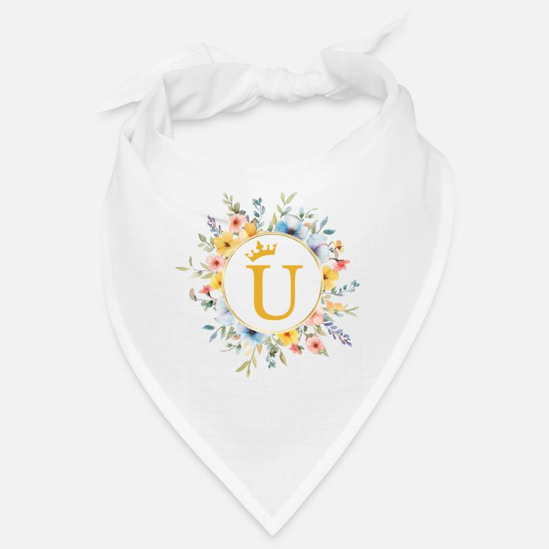 U Monogram, Flower Circle, Personalizable Bandana