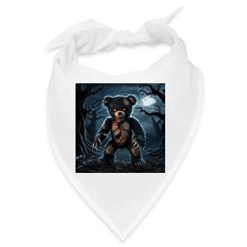 A dark and sinister teddy bear with an evil - Bandana - Weiß - Vorne