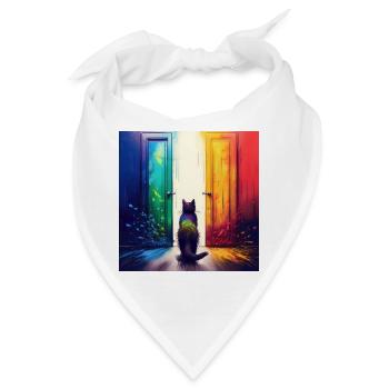 Eine Katze zwischen zwei Türen - Bandana - Weiß - Vorne