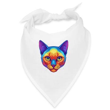 Burmesische Katze Rasse Karikatur Kawaii Tier Haustier - Bandana - Weiß - Vorne