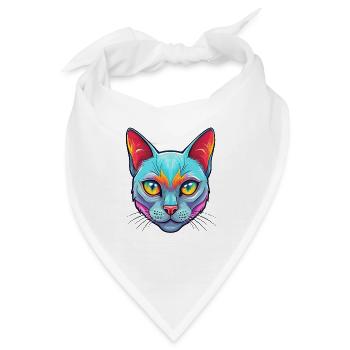 Burmesische Katze Rasse Karikatur Kawaii Tier Haustier - Bandana - Weiß - Vorne