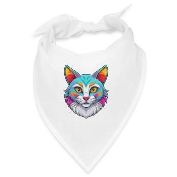 Manx Katze Rasse Cartoon Kawaii Tier Haustier - Bandana - Weiß - Vorne