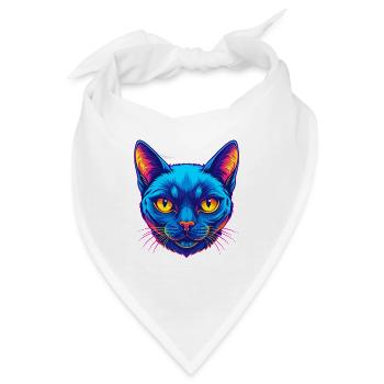 Burmesische Katze Rasse Karikatur Kawaii Tier Haustier - Bandana - Weiß - Vorne