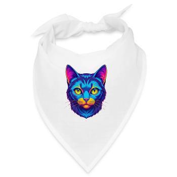 Hauskatze Rasse Karikatur Kawaii Tier Haustier - Bandana - Weiß - Vorne