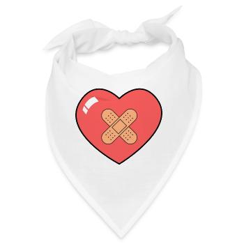 Herz mit Pflaster - Bandana - Weiß - Vorne