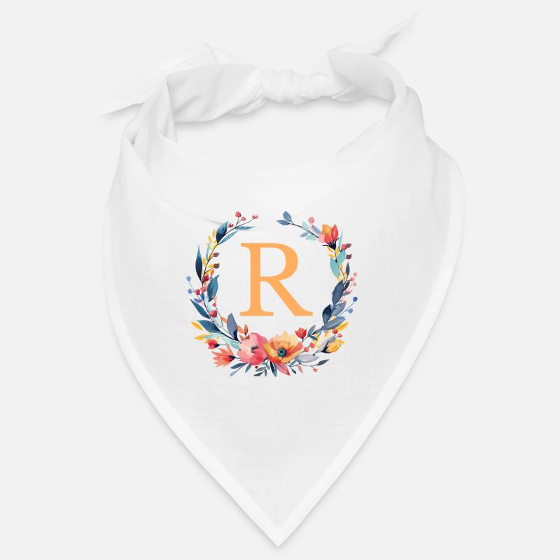 R Monogramm, Blumen-Kranz, personalisierbar Bandana