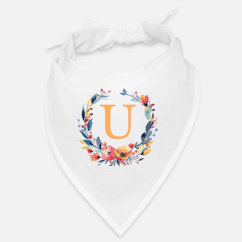U Monogram, Flower Circle, Personalizable Bandana