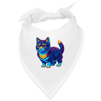 Koreanische Bobtail Katze Rasse Cartoon Kawaii Tier Haustier - Bandana - Weiß - Vorne