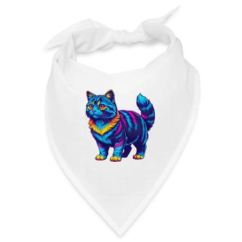 Manx Katze Rasse Cartoon Kawaii Tier Haustier - Bandana - Weiß - Vorne