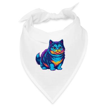 Munchkin Katze Rasse Karikatur Kawaii Tier Haustier - Bandana - Weiß - Vorne