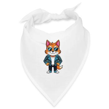 Türkische Angora Lustige Cartoon Kawaii Jacke Sonnenbrille - Bandana - Weiß - Vorne