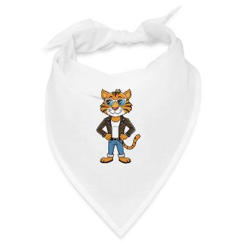 Tiger Lustige Cartoon Kawaii Jacke Sonnenbrille - Bandana - Weiß - Vorne