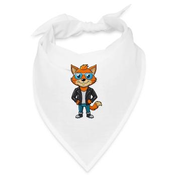 Manx Lustige Cartoon Kawaii Jacke Sonnenbrille - Bandana - Weiß - Vorne