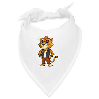 Liger Hybrid Lion Tiger Lustige Cartoon Kawaii Jacke - Bandana - Weiß - Vorne