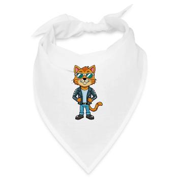Inländische lustige Cartoon Kawaii Jacke Sonnenbrille - Bandana - Weiß - Vorne