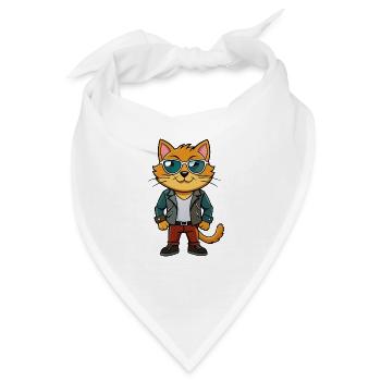 Burmesische lustige Cartoon Kawaii Jacke Sonnenbrille - Bandana - Weiß - Vorne