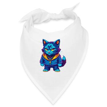 Dwelf Katze Rasse Cartoon Kawaii Tier Haustier - Bandana - Weiß - Vorne