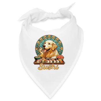 Sushi Golden Retriever Maki Geschenk - Bandana - Weiß - Vorne