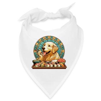 Sushi Golden Retriever Maki Geschenk - Bandana - Weiß - Vorne