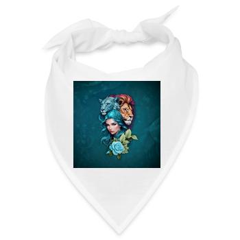 Schöner Frauenkopf mit ausdrucksstarken Augen - Bandana - Weiß - Vorne