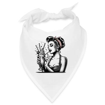 Rockabilly Milchshake Pin Up Girl Geschenk - Bandana - Weiß - Vorne