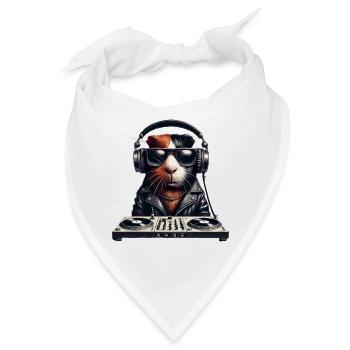 DJ - Meerschweinchen für Musik, Party & DJs - Bandana - Weiß - Vorne