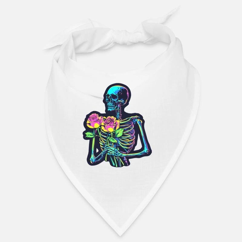 Psychedelisches Skelett mit Rosen Halloween Bandana