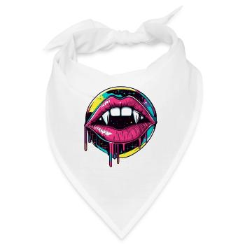 Vampir Lippen Halloween 90s Vaporwave - Bandana - Weiß - Vorne
