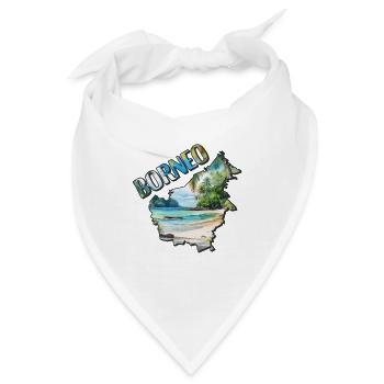 Aquarell Landkarte Borneo - Bandana - Weiß - Vorne