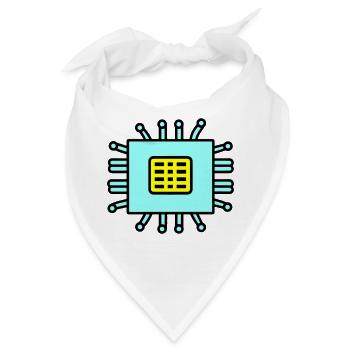 Digital Computer Chip Icon - Bandana - Weiß - Vorne