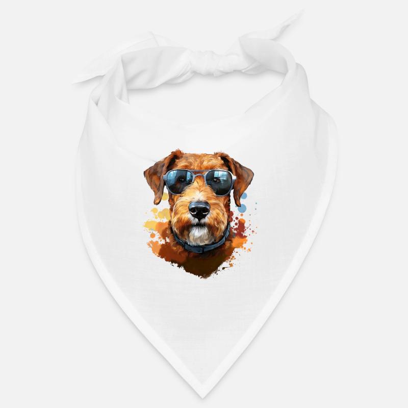 Airedale Terrier mit Sonenbrille Bandana