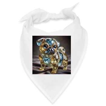 Luxus Kristall Hund Skulptur - Bandana - Weiß - Vorne