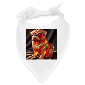 Farbexplosiver Bulldog Skulptur - Bandana - Weiß - Vorne