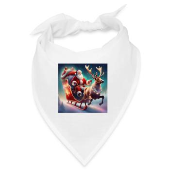 Weihnachtsmann, Schlitten, Weihnachtsposter - Bandana - Weiß - Vorne