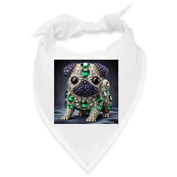 Exklusives Mops-Design-Shirt - Bandana - Weiß - Vorne