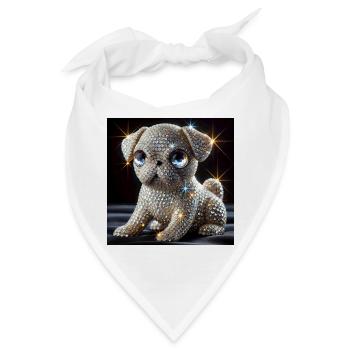 Funkelnder Hund im Diamant-Look - Bandana - Weiß - Vorne