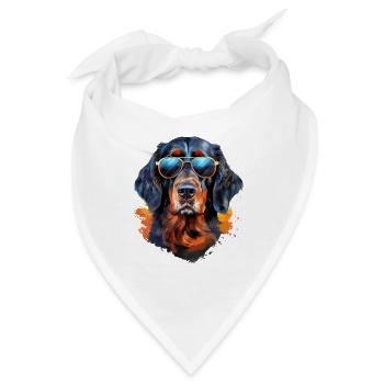 Gordon Setter mit Sonnenbrille - Bandana - Weiß - Vorne