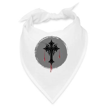 Gotisches Kreuz - Bandana - Weiß - Vorne