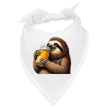 Bier Faultier Genuss Geschenk - Bandana - Weiß - Vorne