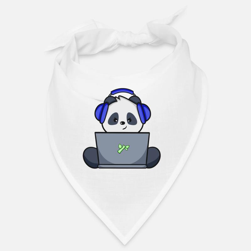 Gaming Panda mit blauem Headset Bandana