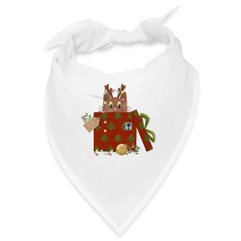 Katze in Weihnachtsgeschenk - Bandana - Weiß - Vorne